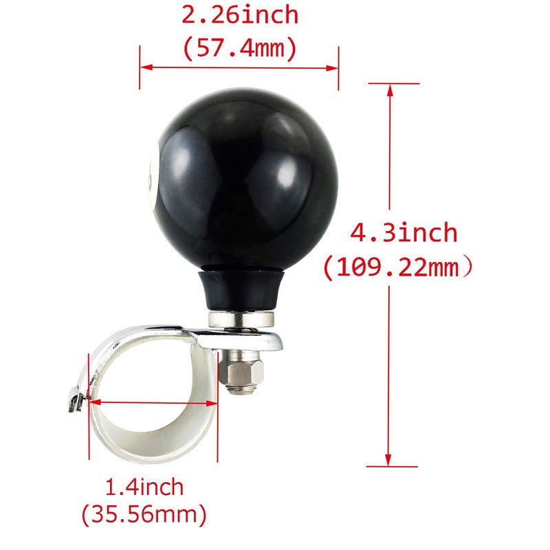 Abfer Power Handle Spinner 8 Ball Suicide Knob Driving Assist for Most Cars Trucks Tractors Boats Steering Wheels, Black - Image 2